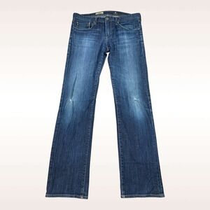 AG The Protege Jean Mens 34x34 Blue Classic Straight Stretch‎ Distressed Hunter